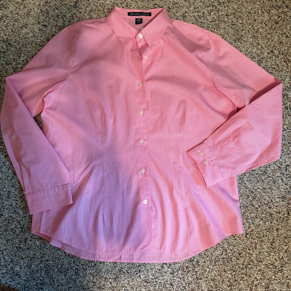 Pink Gingham Button Down Long Sleeve XL - Picture 8 of 12